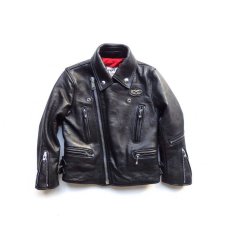 Lewis Leathers (#391K Kids Lightning) Black Sheep Skin