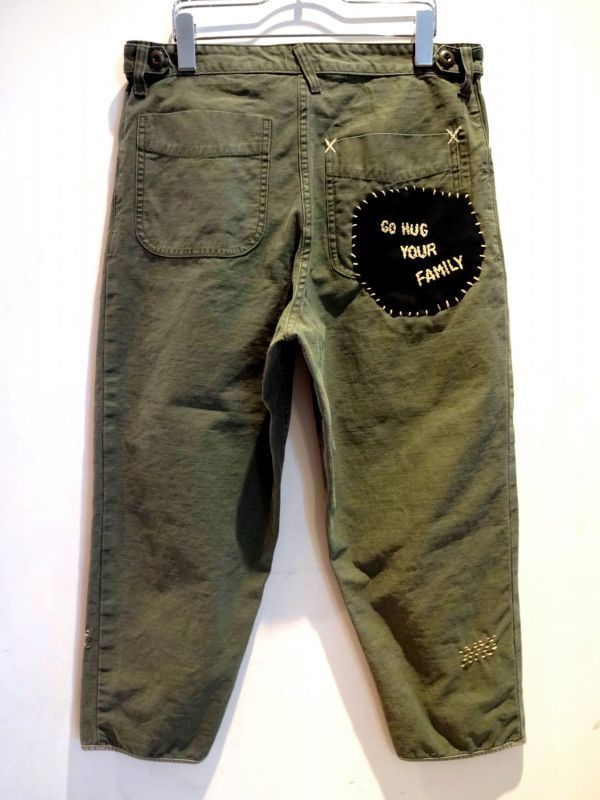 Porter Classic (P.C. HAND WORK CROPPED PANTS) OLIVE - TRAMPS